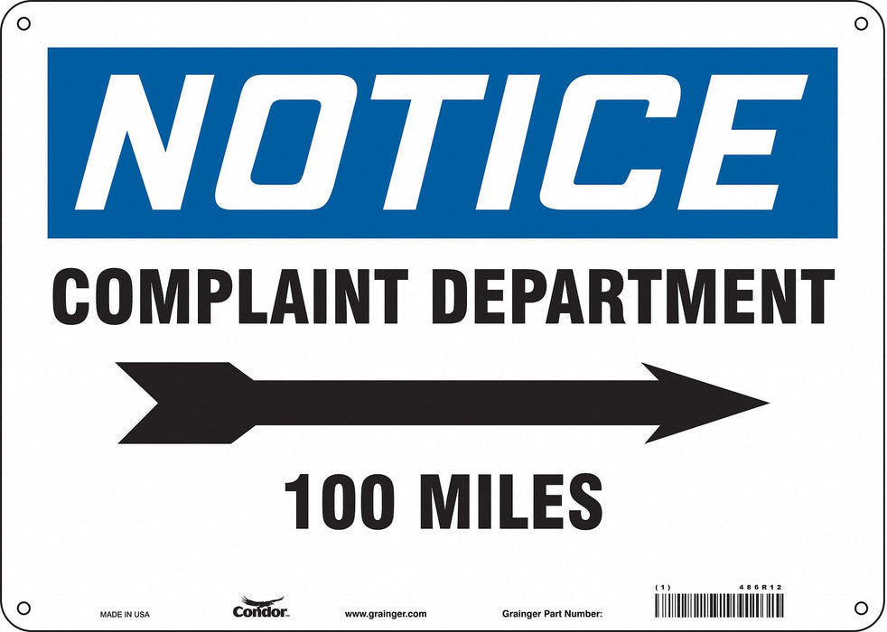 Safety Sign 10 in x 14 in Polyethylene