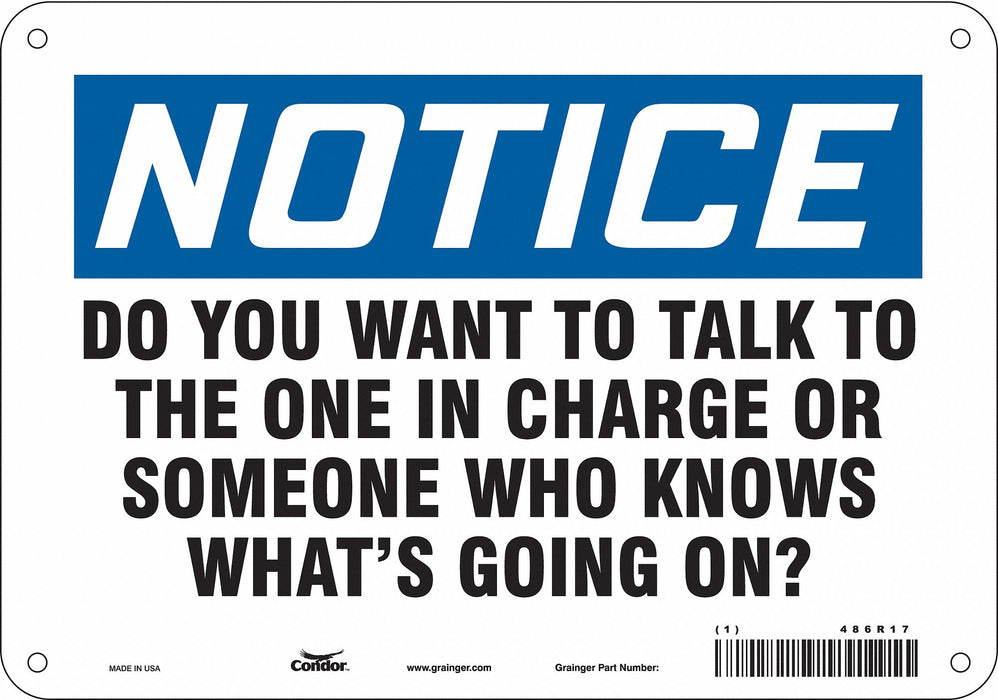 Safety Sign 7 in x 10 in Polyethylene