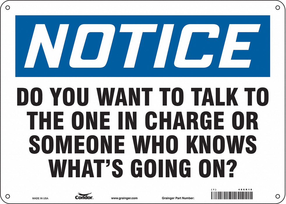Safety Sign 10 in x 14 in Polyethylene