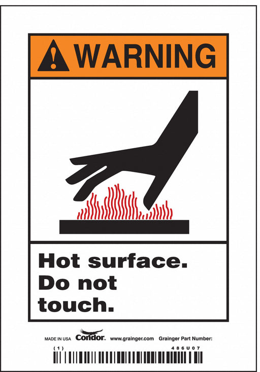 Safety Sign 5 inx3 1/2 in Vinyl PK5