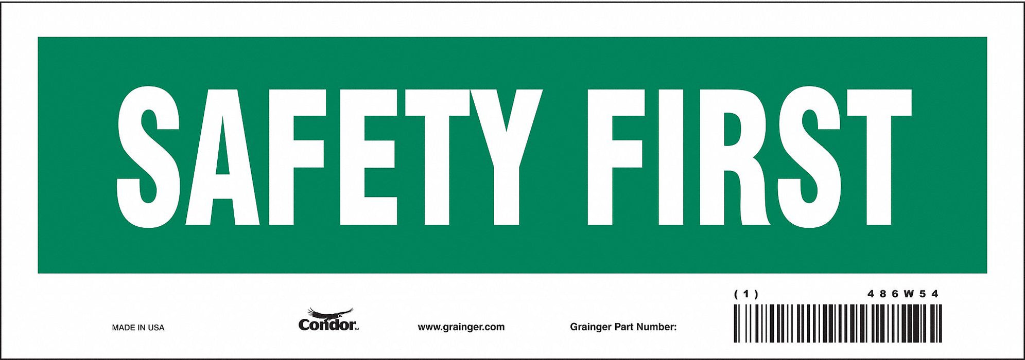 Safety Sign 3.5in x 10in Vinyl