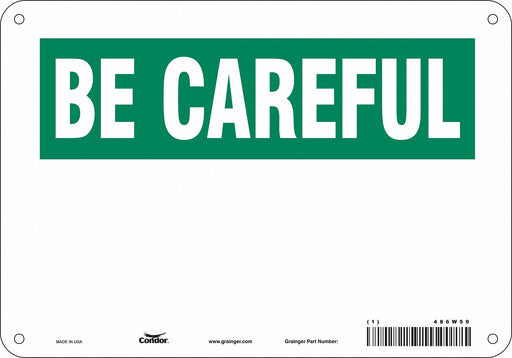 Safety Sign 7 in x 10 in Polyethylene