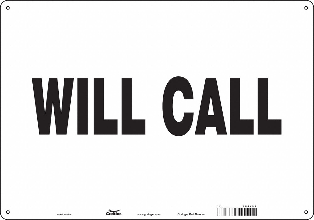 K1874 Safety Sign 14 in x 20 in Polyethylene