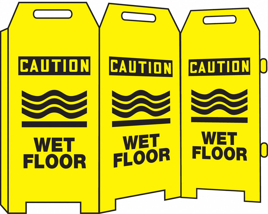 Barricade Floor Sign Yellow Plastic