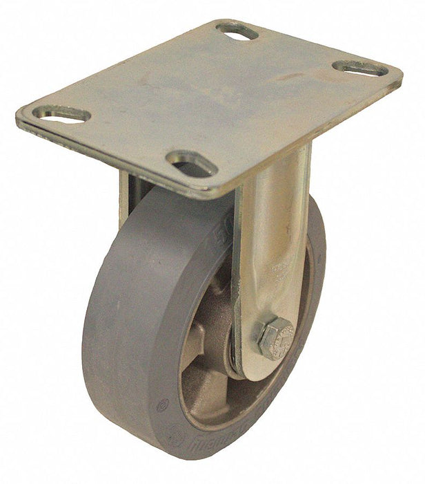 Plate Caster Rigid Rubber 7 1/2 H