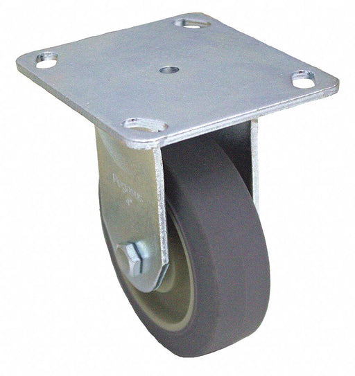 Plate Caster Rigid Rubber 7 1/4 H