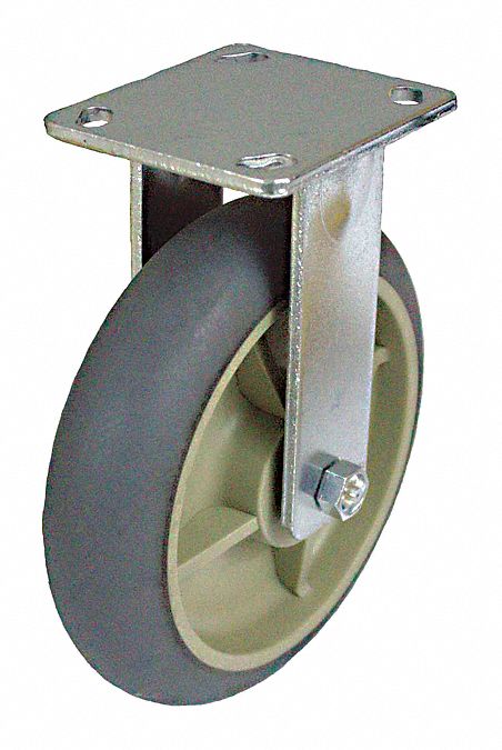 Plate Caster Rigid Rubber 7 1/4 H