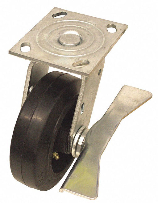 Plate Caster Swivel Rubber 9 1/2 H
