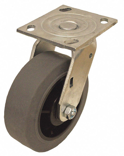 Plate Caster Swivel Rubber 6 1/2 H