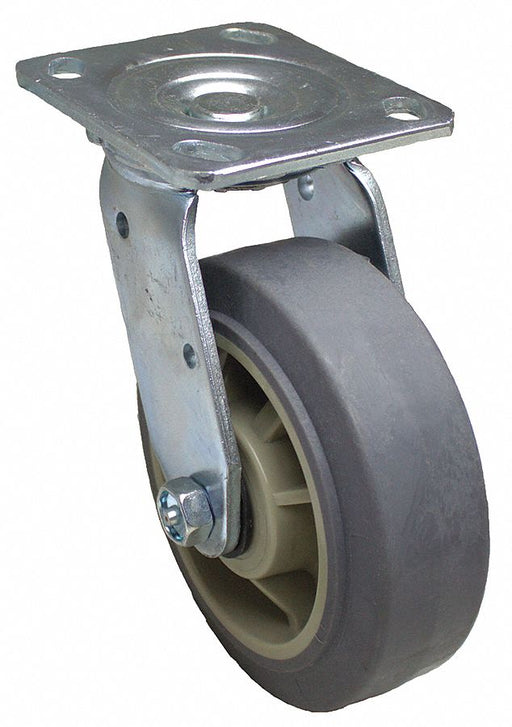 Plate Caster Swivel Rubber 7 1/2 H