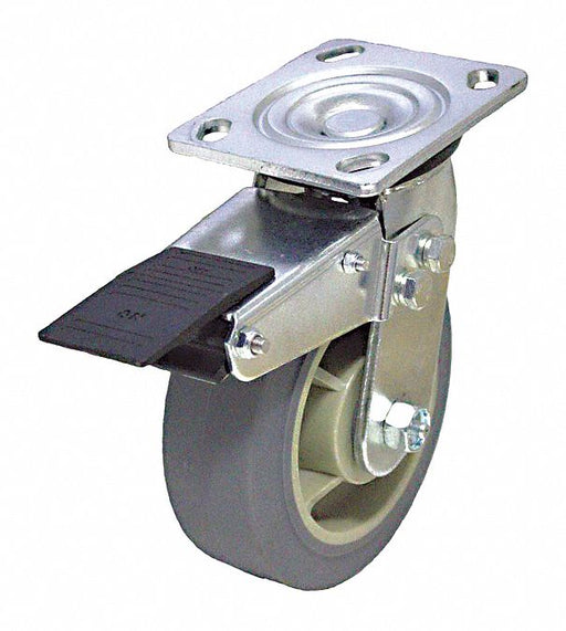 Plate Caster Swivel Rubber 7 1/2 H