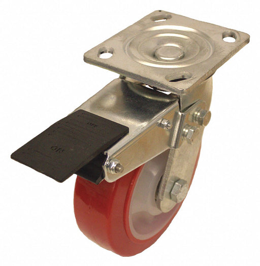 Plate Caster Swivel Polyurethane 6 1/2 H