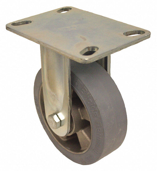 Plate Caster Rigid Rubber 7 3/4 H