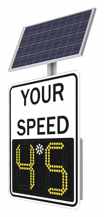 LEDRadarSpeedDisplaySign White Solar