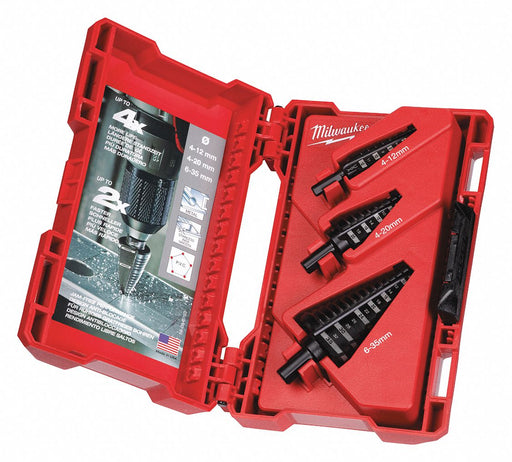 Step Drill Bit Set 33 Holes Size 3Pieces