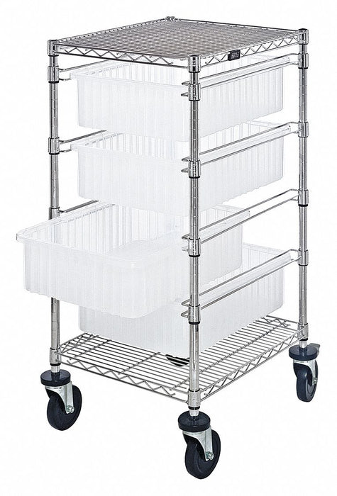 Mobile Bin Cart 45 in H Clear Bins