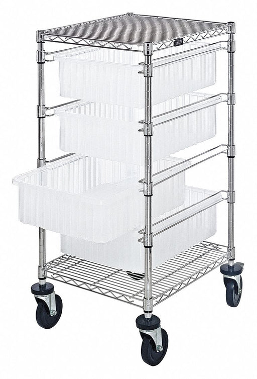 Mobile Bin Cart 45 in H Clear Bins