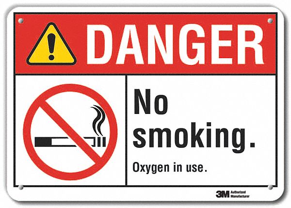 Rflctv No Smoking Dangr Sign 10x14in Alu