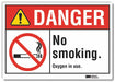 No Smoking Danger Rflctv Label 5inx7in