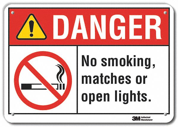 Rflct No Smoking Dangr Sign 10x14in Alum