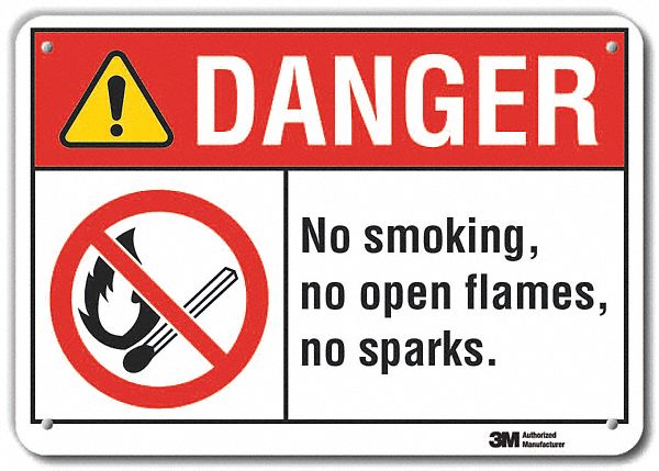 Rflctv No Smoking Dangr Sign 10x14in Alu