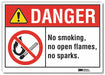 No Smoking Danger Rflctv Label 3.5inx5in
