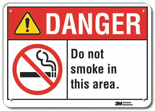 Rflct No Smoking Danger Sign 7x10in Alum