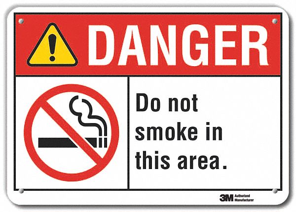 Rflct No Smoking Danger Sign 7x10in Alum