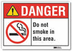 No Smoking Danger Rflct Label 7inx10in