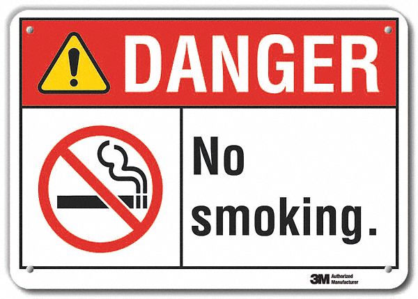 Rflctv No Smoking Dangr Sign 10x14in Alu