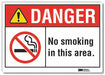 No Smoking Danger Rflctv Label 3.5inx5in