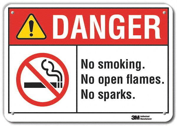 Rflctv No Smoking Dangr Sign 10x14in Alu