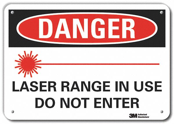 Rflctv Laser Area Danger Sign 10x14in