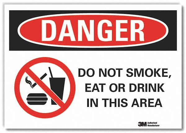 No Smoking Danger Rflct Label 7inx10in