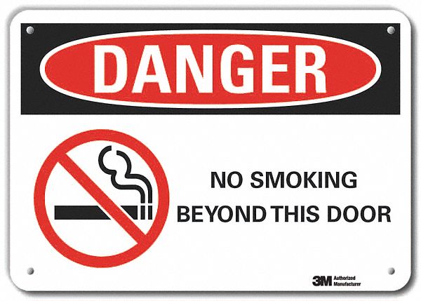 Rflct No Smoking Dangr Sign 10x14in Alum