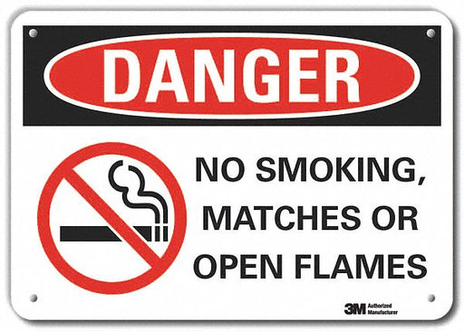 Rflctv No Smoking Dangr Sign 10x14in Alu