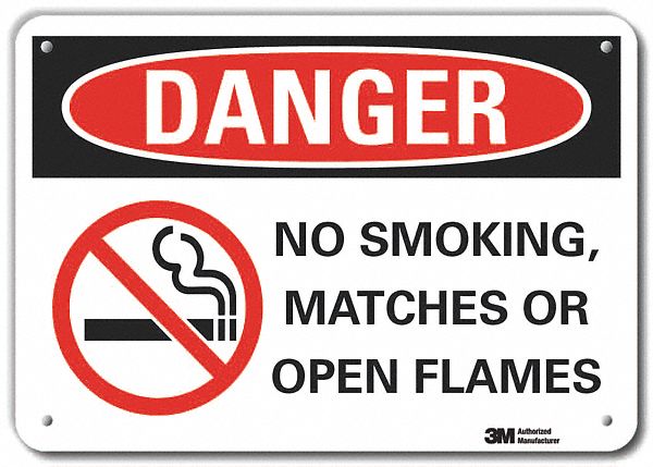 Rflctv No Smoking Dangr Sign 10x14in Alu