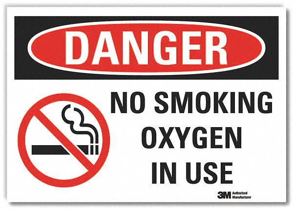 No Smoking Danger Rflctv Label 3.5inx5in