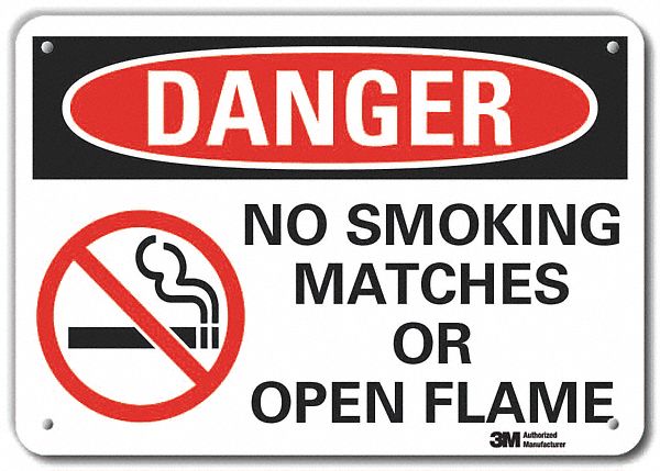 Rflctv No Smoking Dangr Sign 10x14in Alu