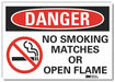No Smoking Danger Rflctv Label 5inx7in