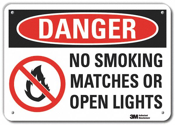 Rflct No Smoking Danger Sign 7x10in Alum