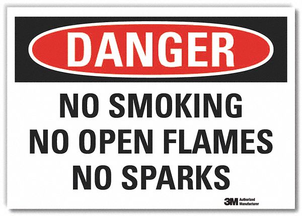 No Smoking Danger Rflctv Label 3.5inx5in