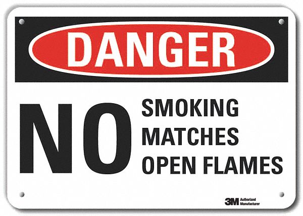 Rflct No Smoking Dangr Sign 10x14in Alum