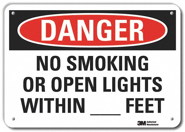 Rflct No Smoking Dangr Sign 10x14in Alum