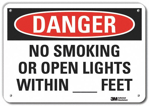 Rflct No Smoking Danger Sign 7x10in Alum