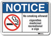 Rflctv No Smoking Note Sign 10x14in Alum