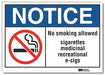 No Smoking Notice Rflctv Label 10inx14in