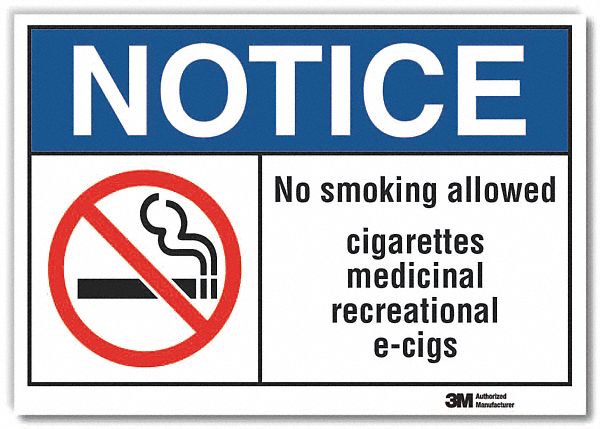 No Smoking Notice Rflctv Label 5inx7in
