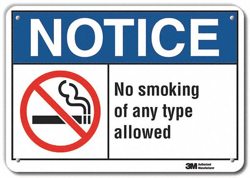 No Smoking Sign 7 in x 10 in Aluminum