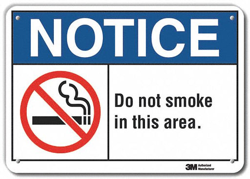 Rflctv No Smoking Note Sign 10x14in Alum